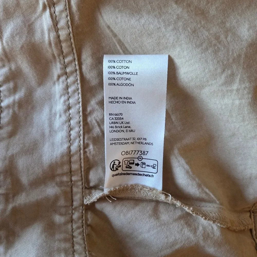 By Anthropologie Belted Round Neck Utility Jacket Tan Brown Size XL Sand Sable - Picture 15 of 15